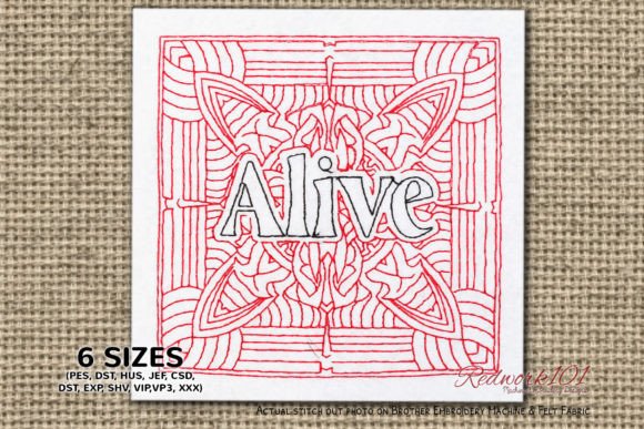 Alive Word Embroidery Design